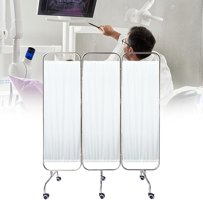 Portable Medical Privacy Screen, Medical Privacy Screen on Wheels, Rolling Medical Room Divider for Hospitals Clinics Bedrooms Beauty Salon (White, 3 Panel)