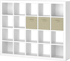 Sturdy Wooden Bookshelf with Storage Bins - 20-Cube Organizer, Multifunctional Cubicle Rack for Display & Storage, Living Room, Bedroom, Office, White