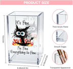 Vgrti It's Fine I'm Fine Acrylic Cosmetic Pencil Pen Holder Cup, Funny Black Cat Pen Holder Cup, Cat Lover Gift for Women Men, Office Sarcastic Gifts for Women Men Colleague Boss