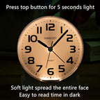 FAMICOZY 4.5" No Ticking Analog Alarm Clock,Silent Readable for Seniors,Easy to Set,Gradual Rise Alarm,Big Numbers,On/Off Switch on Side,Gentle Wake,Snooze Soft Backlight,Battery Operated,White