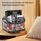 PUSU Remote Control Holder, Colorful Pattern Nightstand TV Caddy, PU Leather 360 Degrees Rotatable Desktop Organizer Storage Box for TV Remotes/Media Controllers/Office Supplies