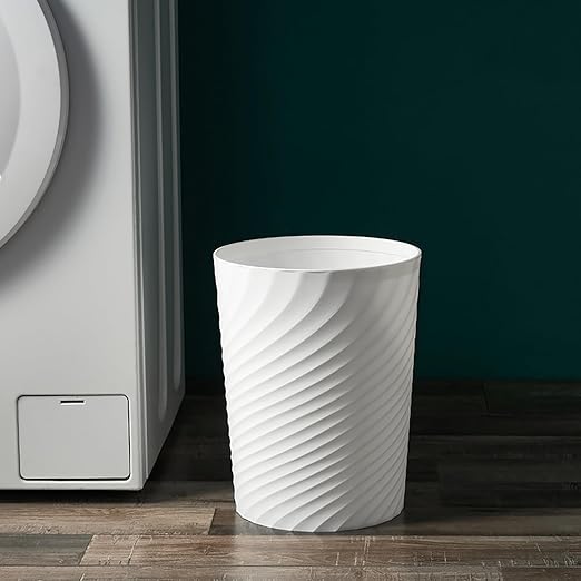 HOLTPHILI Small Bathroom Trash Can 1.8 Gallon Wastebasket Recycling Bin for Bedroom Office Kitchen, Black White, 2 Pack