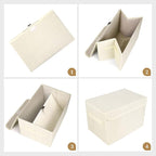 Bagnizer Large 22 Quart [4-Pack] Linen Fabric Foldable Storage Bin Cube Organizer Basket with Flip-Top Lid & Handles, Clothes Blanket Box for Home, Office, Closet (14.6 x 9.5 x 9.5, Beige)
