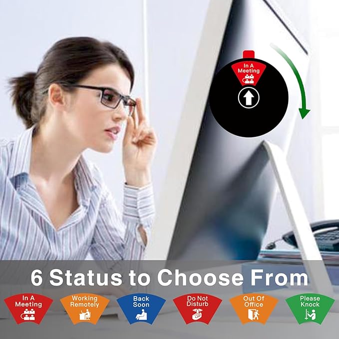 Beiyier Office Privacy Door Sign 6 Options, Do Not Disturb/Please Knock/Out of Office/In A Meeting/Back Soon/Working Remotely, Inform the Exact Status of Conference Room (6 Inch, Black)