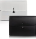 Nicfaec Expanding File Folder with 13 Pockets,Polypropylene, 12.99" x 9.45" x 1.1"for Work, School, Home, Office, Blackwhite(2Pack)