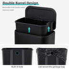 DYTesa 3 Gallon Rectangular Kitchen Trash Can - Black Stainless Steel with Foot Pedal, Soft-Close Lid & Removable Inner Bucket, Suitable for Home/Office/Living Room