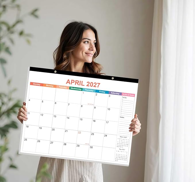 Desk Calendar 2026 - Calendar 2026-2027 from January 2026 to June 2027, 18 Months Calendar with Thick Paper for Office, Home, School Organizing, 14.5" X 11.5", Colorful