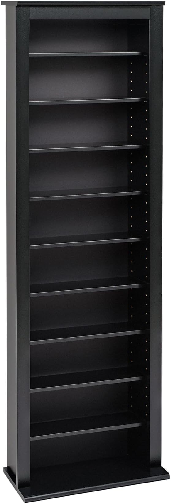 Prepac Narrow Cabinet Media Storage, Slim Barrister Tower, Black