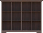OSCHF Cube Shelf Bookcase with Base - Wooden 3 Tiers Floor Standing Low Storage Cabinet for Home and Office, 12-Cube Lattice Bookshelf, Walnut