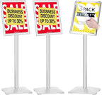 INNOVSIGN 3Packs Heavy Duty Adjustable Pedestal Poster Sign Stand, 11x17 Aluminum Open Floor Standing Sign Holder for Vertical and Horizontal View Display, Silver
