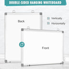 AMUSIGHT Dry Erase Board White Board, 16'' x 12'' Double-Sided Magnetic Whiteboard for Wall, Hanging Mounted Whiteboard Silver Aluminium Frame for Home, School, Office, Kitchen