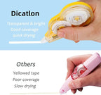 Dicatlon White Correction Tape 12 Pack, Easy Use Roller Applicator, Instant Dry, Jam Free PET Film, Smooth Precise Corrections for School, Office, Home