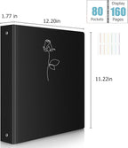 Uquelic 80-Pocket Binder with Plastic Sleeves for Letter/A4 Size(11" x 8.5"), Silver Rose Printed Cover, Document Binder Organizer for Papers, Certificates and Artwork with Macaron PP Divider Pages