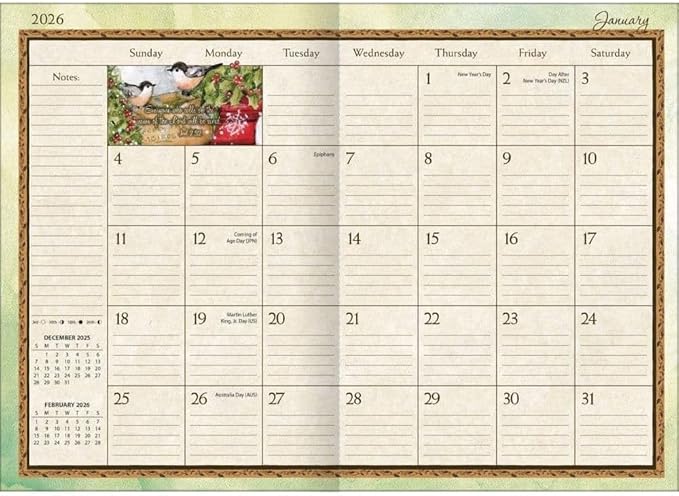 Lang Bountiful Blessings 2026 Wall Calendar – 12-Month Calendar with Linen-Embossed Garden Artwork by Susan Winget & Scriptural Quotes, 13.4" × 12"
