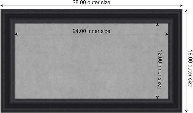 Amanti Art Black Framed Magnetic Board 16x28 Small Vision Board for use with Magnets, 100% Metal Sheet to Display Items as Office Decor or for Home Organization in mudroom, Kitchen or Kids Room