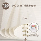 Spiral Notebook-5.75" x 8.125" College Ruled Journal with Inner Pockets and 160 Pages,PU Leather Cover Business Journal, Twin-Wire Binding Notebook Perfect for Office & Home School Supplies Coffee