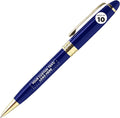 DISCOUNT PROMOS 10 Ultra Executive Pens Pack - Customizable Text, Logo - Twist To Write, Gold Accent - Blue