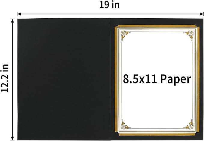 SUNEE Certificate Holders(Black, 60 Packs, New Pattern), Diploma Covers Gold Foil Border, for Letter Size 8.5x11 Certificates, Cardstock, Document Papers
