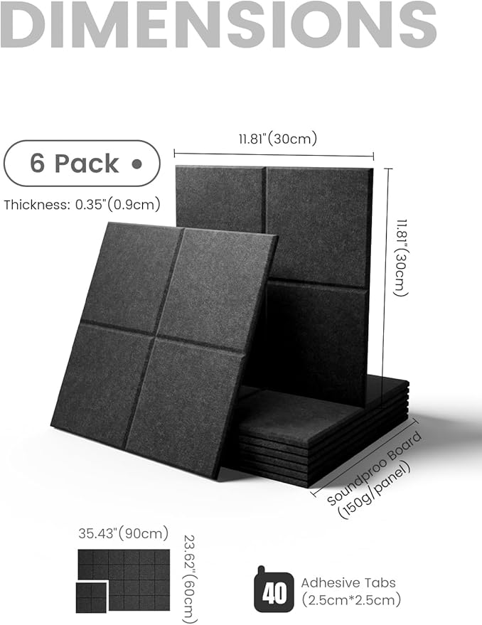 Fluxynara Large Felt Bulletin Board 36" x 24"Cork Board Alternative-6 Pack with 40 Safe Removable Adhesive Tabs, Cork Boards for Walls Cork Board for Home Office Classroom Pin Board-Charcoal Gray