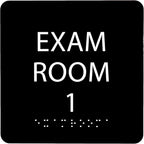 ADA CENTRAL SIGNS - 6" X6" Exam Room 1 Sign - ADA Compliant Tactile Graphics Grade 2 Braille Text Acrylic Wall Signs - Educational Institution Directional Assistance Test Center Door Sign for Schools