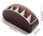 Remote Control Holders Organizer Box with 5 Compartment PU Leather Multi-functional Office Desk Storage Caddy Store Tv Remote for Media Player,Brush,Pencil,Glassees&Office Supplies (Dark Brown)