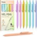 Piochoo Gel Pens, 8pcs Black Ink Pens Ballpoint Smooth Writing,0.5mm Cute Pens for Journaling Writing, Cute Office School Supplies Christmas Stocking Stuffers Gifts for Women Nurses