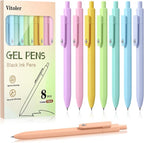 Piochoo Gel Pens, 8pcs Black Ink Pens Ballpoint Smooth Writing,0.5mm Cute Pens for Journaling Writing, Cute Office School Supplies Christmas Stocking Stuffers Gifts for Women Nurses