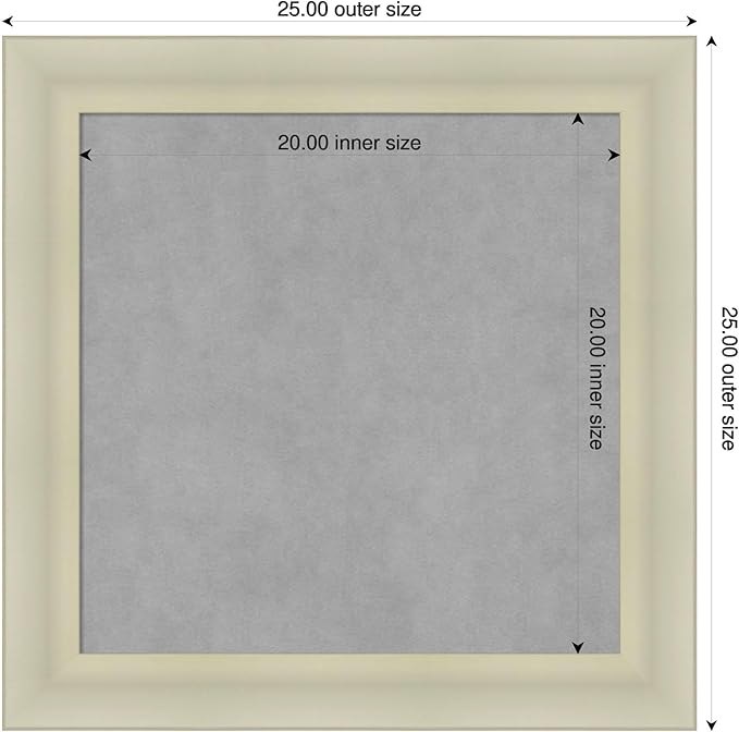 Amanti Art Silver Framed Magnetic Board 25x25 Medium Vision Board for use with Magnets, 100% Metal Sheet to Display Items as Office Decor or for Home Organization in mudroom, Kitchen or Kids Room