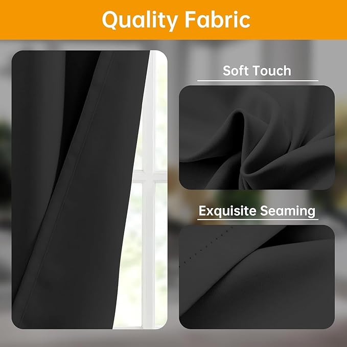 Hoeflife Room Divider Curtains Blackout Floor to Ceiling Curtain with Hook Wall Mount Sliding Door Curtains Ceiling Mount Extra Wide Curtain Wall Divider for Room Separation (Black, W150 x H120 Inch)