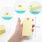 SallyFashion 120 PCS Manila Tags with Wire, 4 3/4" x 2 3/8" Heavyweight Shipping & Inventory Labels, Blank for Price, Gift, Retail, Crafts, Warehouse & Office