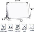 Small Dry Erase White Board - TSJ OFFICE 12" x 16" Mini Easel Desktop Double Sided Whiteboard, Portable Magnetic Board on Table Top with Holder for Drawing, Teacher Instruction, Memo Board