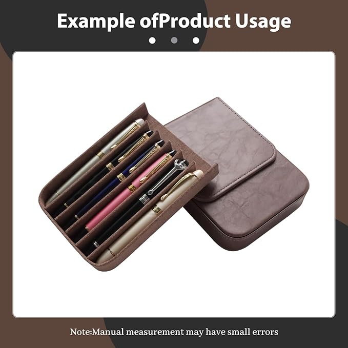 MIVLXLX Leather 6 Fountain Pen/Pencil Tray Case, Handmade, Magnetic Closure with Drawer Design, Gift Choice for Man/Woman/Office, 6 Slots（gray）
