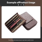 MIVLXLX Leather 6 Fountain Pen/Pencil Tray Case, Handmade, Magnetic Closure with Drawer Design, Gift Choice for Man/Woman/Office, 6 Slots（gray）