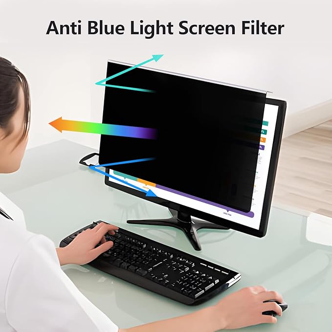 Computer Privacy Screen Protector for 20, 20.2, 21.5, 21.6, 22 Inches - 16:9/16:10 Aspect Ratio Monitor Anti Blue Light Widescreen Filter Hanging Type Easy Installation Shield for Desktop Computer