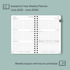POPRUN Pocket Planner 2025-2026 (Spiral Hardcover - 4''x 6.25''), Daily Weekly and Monthly (July 2025 - June 2026) with Hourly Time Slots, for Purse, 100 GSM - Violet