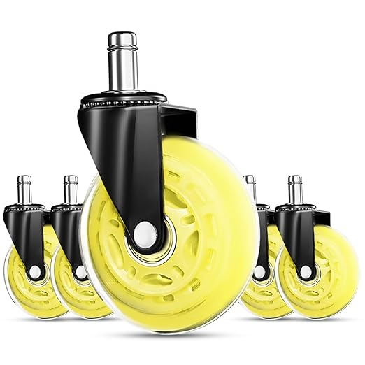 RidRed Gaming Chair Wheels - Heavy-Duty Office Chair Wheels - Replacement Rubber Casters- Universal Fit 3 Inch Chair Casters, Noise Free, Fits 98% Chair, for All Floor