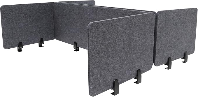 2 Sets Polyester Desk Dividers, Soundproof Room Divider Office Furniture Partitions, Privacy Desk Panel with Clamps, Stand Up Freestanding Desk Privacy Panel for Office Classroom(47.3"x16"+ 23.6"x16")