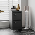 Fesbos 2 Drawers Vertical File Cabinets - 17.8" Deep Lockable Filing Cabinet - Black Metal Storage Cabinets for Home Office to Hanging Files Letter/Legal/F4/A4 Size