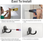 ZAYBOD 12 PCS Heavy Duty Coat Hooks - Wall Mounted Hooks for Coats, Backpacks, Robes & Hats - Includes 24 Screws