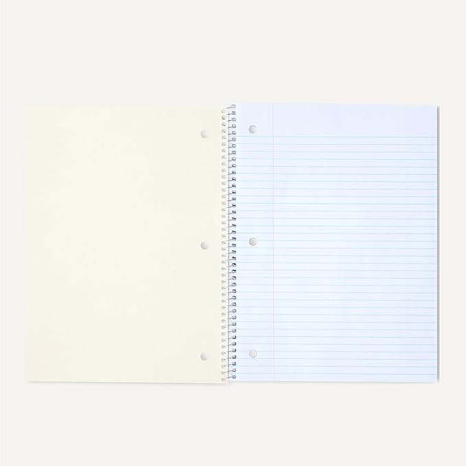 Amazon Basics College Ruled Spiral Notebook, 70 Sheets, 8" x 10.5", Assorted Primary Solid Colors, 3 pack