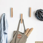 FCOWK Wood Wall Hooks 4 Pack Coat Hooks Wall Mount Natural Wooden Hooks for Hanging Hat, Bag, Backpack, Rustic Coat Hooks for Wall, Wood Towel Hooks for Bathrooms and Entryway Hooks