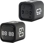 Productivity Timer Flip Gravity Sensor Cube Timer Countdown & Countup,Mute & Vibrate & Sound，5/10/30/60min & Custom Timing, Perfect for ADHD,Work,Learning,Kitchen Cooking (2 Black)