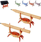 Desk Crab Pen Holder, Cute Weightlifting Crab Pencil Holder for Desk, Funny & Creative Desktop Organizer for Office, Home, School Supplies (Red+Red)