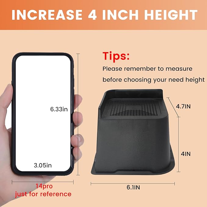 MXMZHXU Bed Risers 2 inch, 3 inch, 4 inch, 6 inch or 8 inch Heavy Duty Furniture Risers, Up to 6000 Lbs L Shaped Design Bed Lifts Blocks for Couch Desk Sofa Table (Black, 4 Inch 4 Pack)