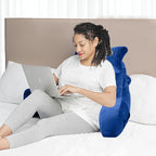 SLIGUY Reading Pillow for Sitting in Bed Couch Adult, Back Pillow with arm Support and Pockets, Adult Back Pillow Bed Chair for Bed Rest, Reading, Watching TV, Gaming for Boys and Girls Blue