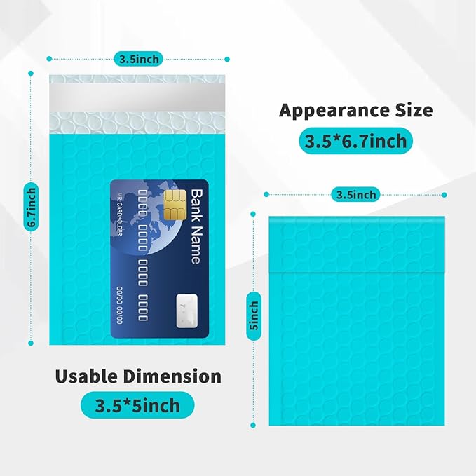 skardeco Bubble Mailers 3.5x5 inch 40Pack Teal Bubble Mailers Self-Seal Padded Mailing Envelopes Bubble Opaque Padded Mailer for Small Businesses to Package and Mail Jewelry Cosmetics#0000