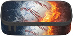 HKHEHOP Baseball Ball Pencil Case Big Capacity Storage Pencil Pouch Stationery Bags With Zipper Portable Pen Holder Box Organizer For Boys Girls Teens Student College School Office Supplies