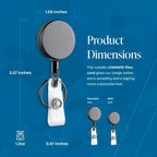 Will Well ID Badge Holder Reel with Clip and Keyring - Heavy-Duty All-Metal Casing with 24.4" UHMWPE Fiber Pull Cord for Easy Access, Holds up to 8 Keys - 2-Pack, Small Round, Glossy Black