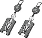 Oaridey 2 Packs Retractable Badge Holders, Heavy Duty Retractable Keychain with Tactical ID Card Holder (Holds 6 Cards) - 31.5”Badge Reel Key Chain