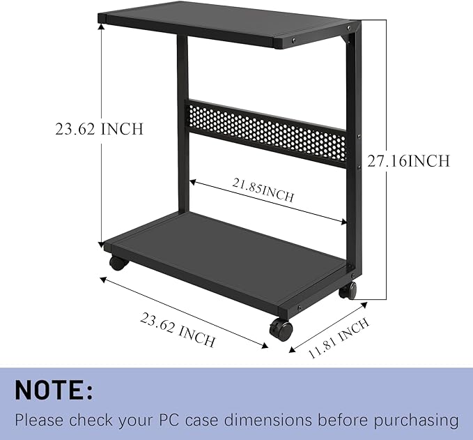 Bfttlity Large PC Stand Computer Tower Stand 2-Tier Metal CPU Holder with Locking Caster Wheels Suitable for Most PC (Black,XL)